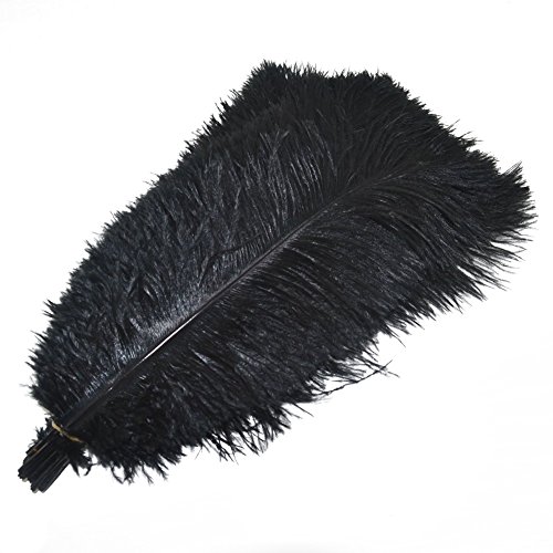 AABABUY Pack of 30,Naturl Ostrich Feathers 14-16inch (35-40cm) Plumes Wedding,Clothing,Party,Table Decoration,DIY (Black)