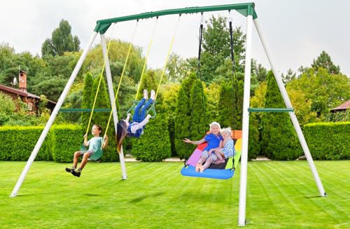 Hapfan 9.5' Tall Swing Sets for Backyard with Platform...