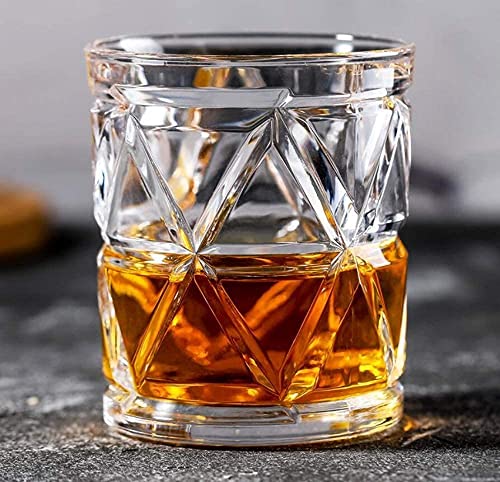 Image of Premium Whiskey Glasses Set of 6, Transparent, 310 ML, Whisky Glass, Diamond Design Bar Glass for Drinking Bourbon, Whisky, Scotch, Cocktails Old Fashioned Cocktail Tumblers (chex .$., 6)