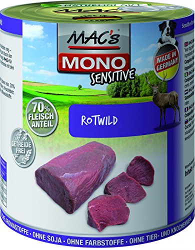 Mac's Mono Sensitive Rotwild Hundefutter (6 X 400 G) – Getreidefrei, Für Sensible Hunde