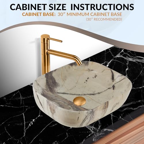 S Strictly Kitchen + Bath Strictly Sinks 20 Inch Bathroom Vessel Sink – Calacatta Marble Design Ceramic Countertop Bathroom Sink thumb #2