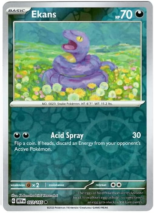 Pokemon - Ekans 023/165 - Pokemon 151 - Reverse Foil - Single Card - Kedamahadaitai Yawarakai