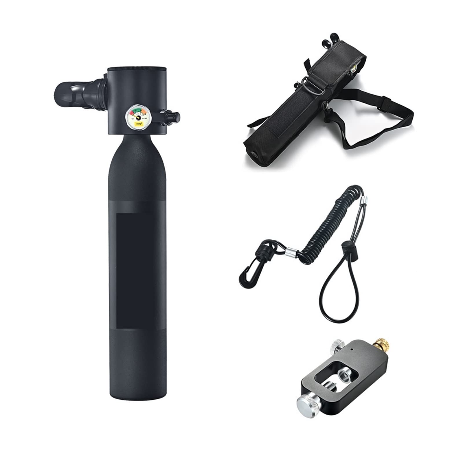 Portable Dive Cylinder, 0.5L Mini Oxygen Cylinder Diving Teaching Underwater Breathing Equipment(Nero)