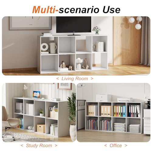 Sweetcrispy 8 Cube Storage Organizer - Open Cube Bookshelf with 4 Removable Back Panels, Display Storage Bookcase for Living Room, Bedroom, Entrance Hall, Home Office, 47.7" Lx11.6 Wx24 H, White by Sweetcrispy - Image 5