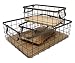 KeKaBox Metal Wire Storage Baskets with Natural Wood Base, Set of 3 Nesting Organizers with Handles