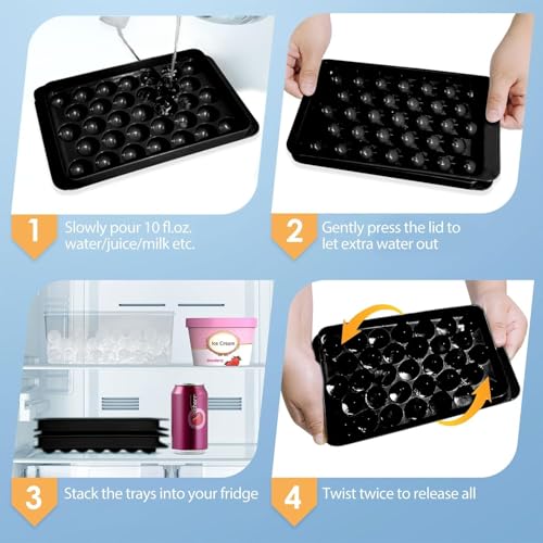 Image of Plastic Mini Round Ice Cube Tray with Lid | Ice Ball Maker for Fresh Juice, Mocktails, Whiskey, Cocktails, Tea & Coffee | 33 Cavity, Easy Release & Stackable in Freezer | Pack of 1