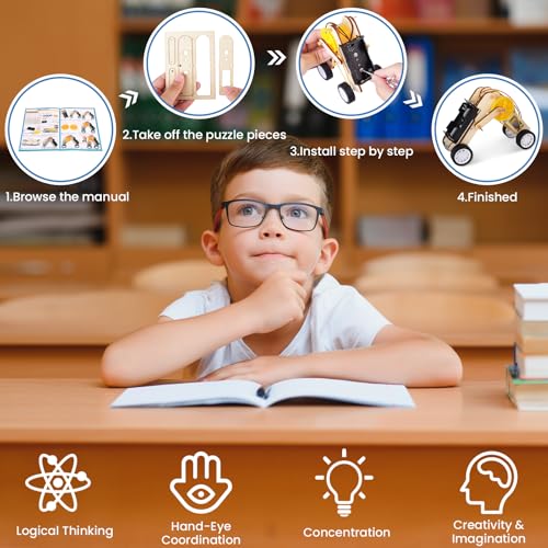 MindPal 5 in 1 Wood STEM Kits for Kids Age 8-10, Music Engineering Kits, Science Kits for Kids Age 8-12, Wooden 3D Puzzles, Building Kits Crafts Toys, for Boys Girls Age 8 9 10 11 12 - Thumbnail 4