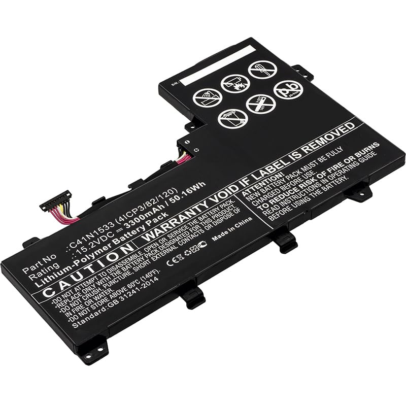 Replacement Battery for Asu's Q524U,Q524UQ-BBI7T14,Q534U,Q534UX-B,UX560UQ,PN:0B200-02010200,C41N1533(4ICP3/82/120),3300mAh