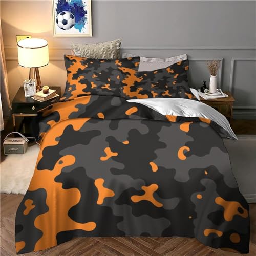 Parure de lit camouflage orange avec housse de couette 3D - 6