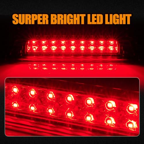 Image of Third 3rd Brake Light LED for 2006-2014 Honda Ridgeline, High Mount Rear Brake Lights Assembly for 06-14 Ridgeline, Waterproof Center Cab Lamp Stop Light (RED)