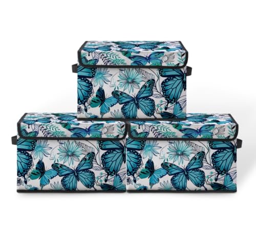 Image of Stackable Clothes Storage Bins with Lids 3 Pack | Closet Organizers, Fabric Box, For Blanket Clothes, Under Bed Storage Containers