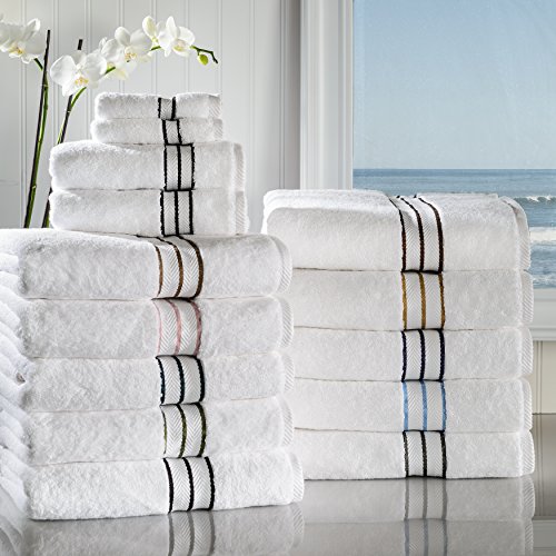 Superior Turkish Cotton Ultra-Plush 8-Piece Towel Set, Ideal For Master Bath, Guest Bathroom, Fast Drying, Shower, Spa, Face/Washcloths, Hand, Bath Towels, Absorbent, Home Basics, Light Blue #TOP4