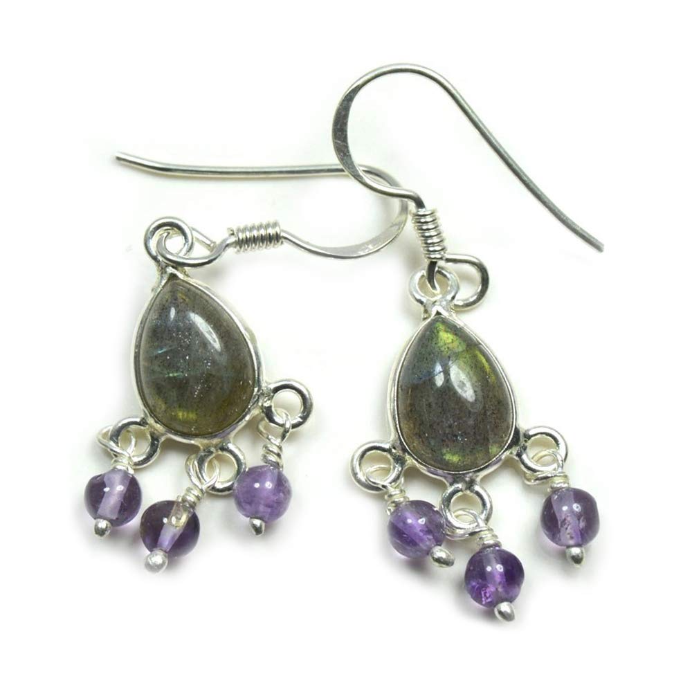 Pendientes de plata de ley 925 y piedra pera natural de 55 ct 6