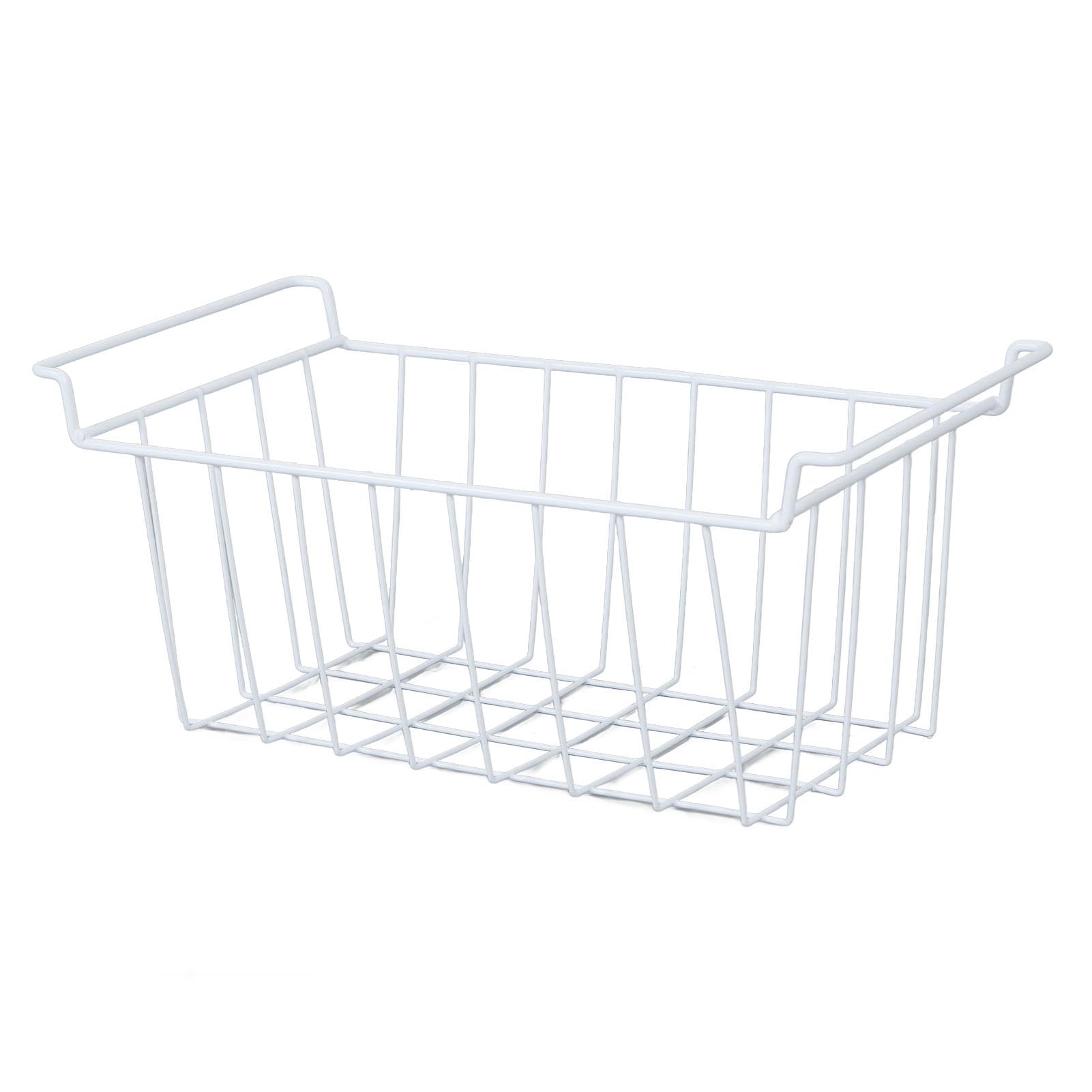 Cestello congelatore |Salvaspazio con rivestimento in PE in filo di acciaio per la conservazione di alimenti surgelati |Contenitore organizer multiuso per (White)