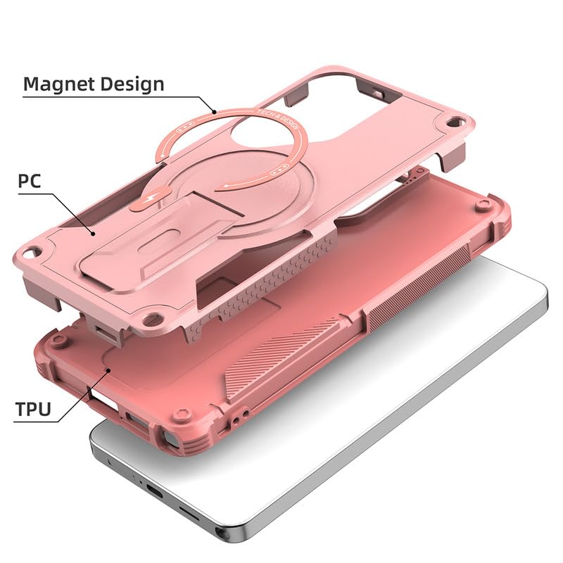 Image of US LITE Back Cover for Samsung Galaxy S26 Ultra with Portable Kickstand | MagSafe Compatible Magnetic Case | Shockproof Military Grade Protection | Extreme Protection Phone Cover - Pink