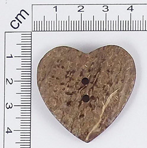 12 Packs Value Coconut Buttons - Handmade Natural Coco - 40x42mm - Heart Shape Design - 1pc/pk