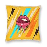 Throw Pillow Covers Pink Red Lips Mouth Tongue Icon Pop Art Retro Vintage Colorful Cotton Linen Cush