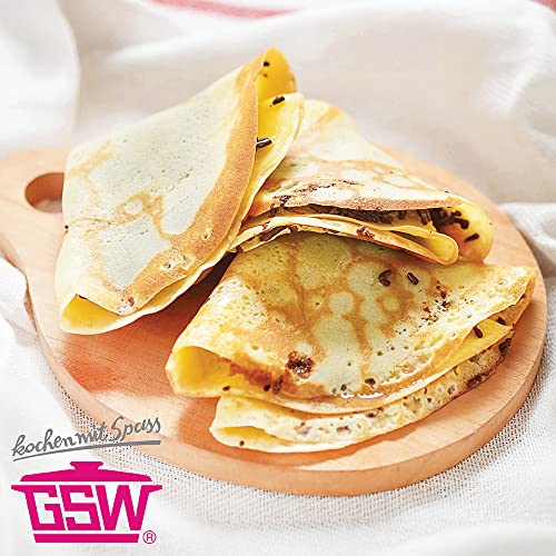 Foto von GSW Crêpe-Pfanne – flache Pfanne für Crêpes, Pancakes, Palatschinken und Eierspeisen, inkl. Teigverteiler, auch für Induktion, Antihaftbeschichtung – Aluminium, 26 cm