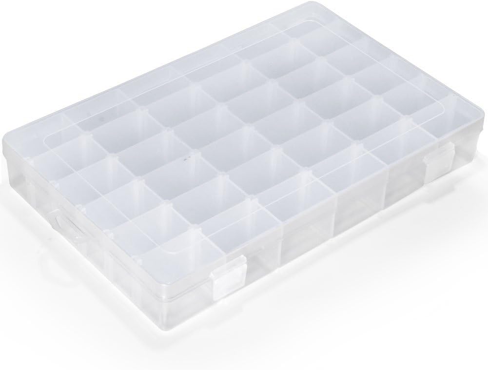 36 Grids Clear Plastic Jewelry Box, Organizer Storage Container with Adjustable Dividers by YUKSY