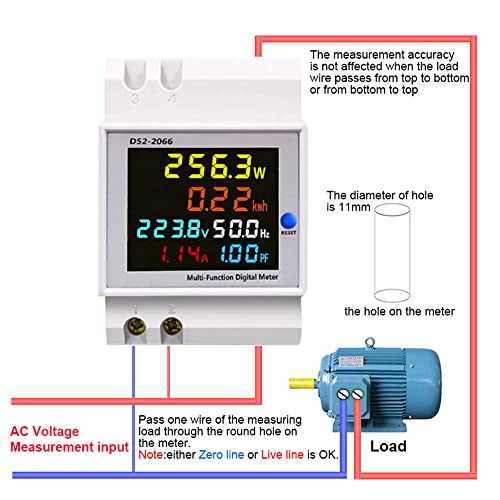 Lotvic Stromzähler Hutschiene, 6 in 1 Stromzähler Digital, AC40300V 100A Amperemeter Voltmeter