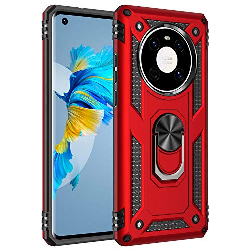 Fetrim Case for Huawei Mate 40, Shockproof Protective Phone Case with Rotation Ring Kickstand for Huawei Mate 40 Red - Image 2