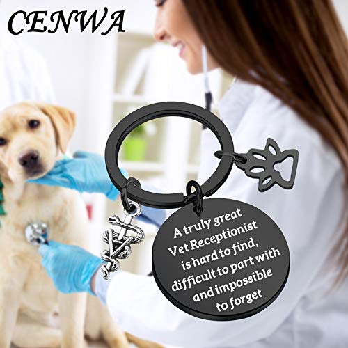 Image of CENWA Vet Receptionist Gift A Truly Great Vet Receptionist is Hard to Find Keychain Veterinary Assistant Vet Nurse Gift