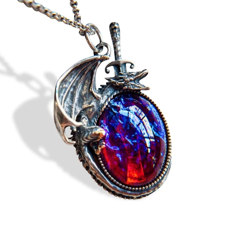Miniatura 9 de SERAPHICSPARKLE Handcrafted Sterling Silver Dragon Opal Necklace,Mystical Elegance Pendant,Jewelry Gift,Valentine's Day Gift