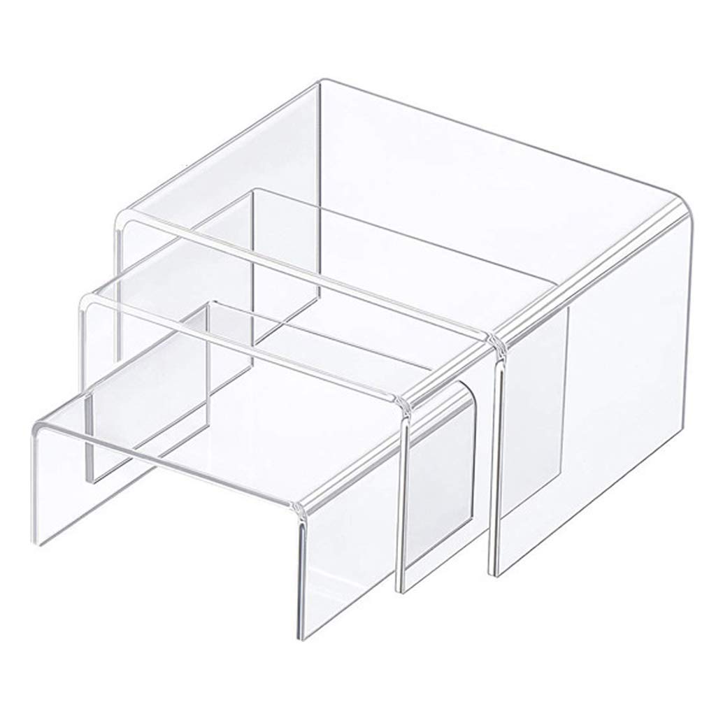 LAIOUSN Acrylic Display Risers 3 Size Steps Acrylic Display Stand Clear Showcase Display Shelf For Figure Buffet