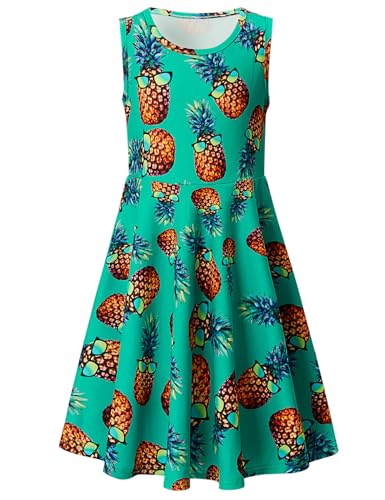 Big Girl's Green Pineapple Dress Size 10 12 Palm Leaves Fancy Cute Sweets Birthday Modest Fashion Pretty Nice One-Piece Dresses Twirly Belle Pageant Frock 11Y 12Y