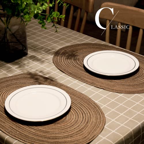 Oval Braided Placemats 12X18 Inch Table Mats For Dining Tables Natural Woven Heat Resistant Place Mats Set Of 6 (Oval Brown) #TOP3