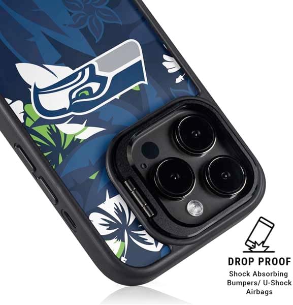 Skinit Kickstand Phone Case Compatible with iPhone 14 Pro Max - Officially Licensed NFL Seattle Seahawks Tropical Print Design