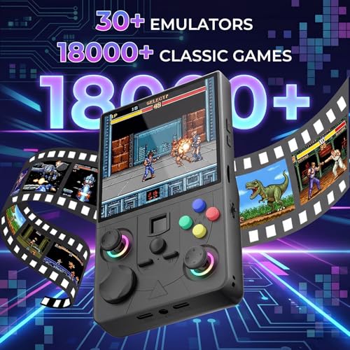 Image of R36s Pro Retro Handheld Game Console, 4.0in IPS , 64GB Preloaded with 40000+Classic Games, Portable Game Console,30 +Game Emulator, Linux System,3500mah Rechargeable Battery (64G Black1)