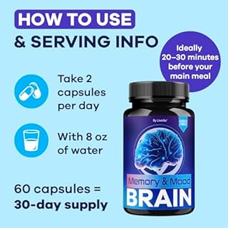 Memory Mood and Brain Capsules - Official Daily Support Brain Health Supplement Pills Advanced Formula, Memory & Mood Brain & Memory Focus Reviews, 60 Capsules for 1 Month