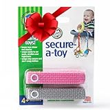 Baby Buddy Secure-A-Toy, Safety Strap Secures Toys, Teether, or Pacifiers to Strollers, Highchairs, Car Seats, Adjustable Length to Keep Toys Sanitary Clean, Registry Must Haves, Pink-Gray, 2 Count