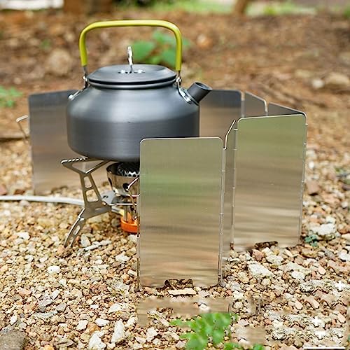 VBESTLIFE Herd Windschutzscheibe, Faltbarer Campingkocher Windschutzscheibe 9 Platten Aluminium Outdoor Campingkocher Windschutzscheibe für Camping Picknick Rucksackreisen