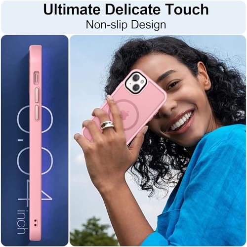 Image of MOCCA Magnetic Shockproof for iPhone 13 Case,Pink | 13ft Drop | Compatible with MagSafe | w / Screen & Lens Protectors | Anti-Slip Matte | Raised Camera & Screen Lip | Ultra-Slim