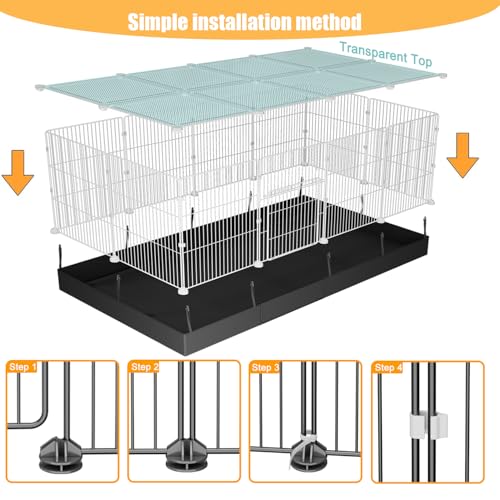 20 Planes Guinea Pig Cages Enclosed Hamster Cage with Transparent Top & Waterproof Liner, Expandable Cage for Guinea Pigs, Metal Wire Yard Fence Rabbit Cage - Image 6