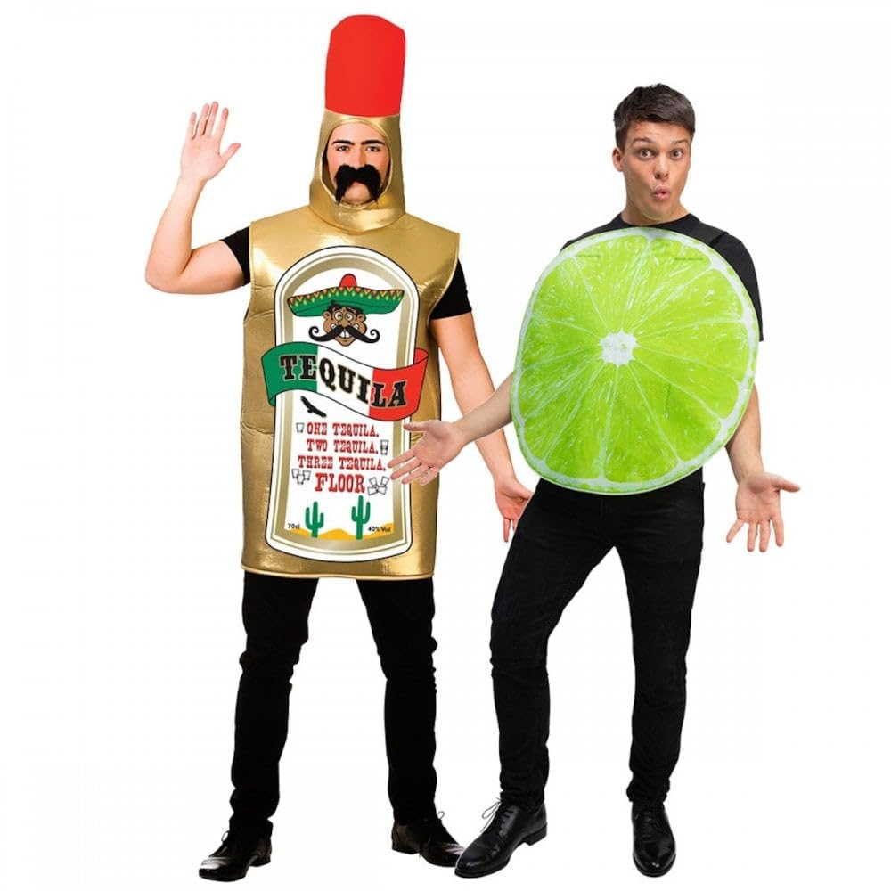 Titch & Timbo Adult Tequila Costume and Accessories : Unisex Mens Womens Couples Drink Festival Fun Oktoberfest Novelty Stag Hen Fancy Dress Party (Costume + Lime Tabard)