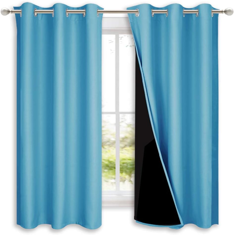 NICETOWN 2-panel blackout curtains, teal blue, 37x50