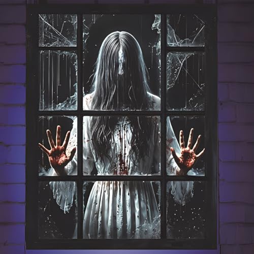 Halloween Decoracion Para Casa -60 * 48cm Adornos Halloween Terror, Decoración Exterior Cortinas para Puertas, Ventana, Muro