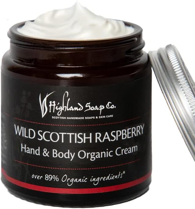 The Highland Soap Company Hand & Body Cream, 4-Ounce Jar (Wild Scottish Raspberry)