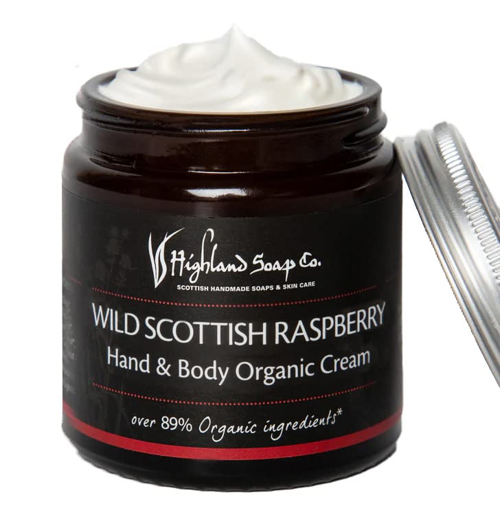 The Highland Soap Company Hand & Body Cream, 4-Ounce Jar (Wild Scottish Raspberry)