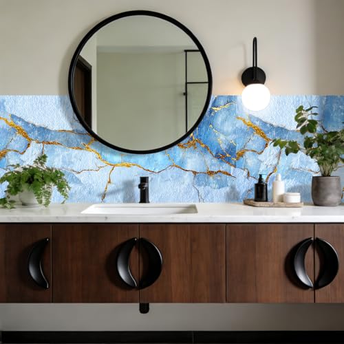 Image of Nuxovilar Light Blue Crystal Marble Wallpaper Peel Stick 15.75x39.37