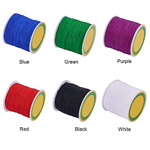 Image of PH PandaHall 600 Yards 0.8mm Nylon Beading String Bracelet String Chinese Knotting Cord Kumihimo Macrame Cord Braided Lift Shade Cord Trim for Macrame Friendship Bracelets Christmas Ornament 6 Color