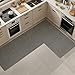 SMILEGIF Anti-Slip Corner Kitchen Rug, 1 Piece L-Shaped Floor Mats,Super Absorption Linen Corner Mat for Home,Kitchen (Grey Left-L, 39''X59''X18'')
