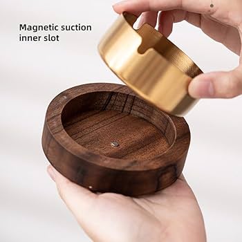 Amazon.co.jp: 蓋付き木製灰皿 - ステンレススチールライナー