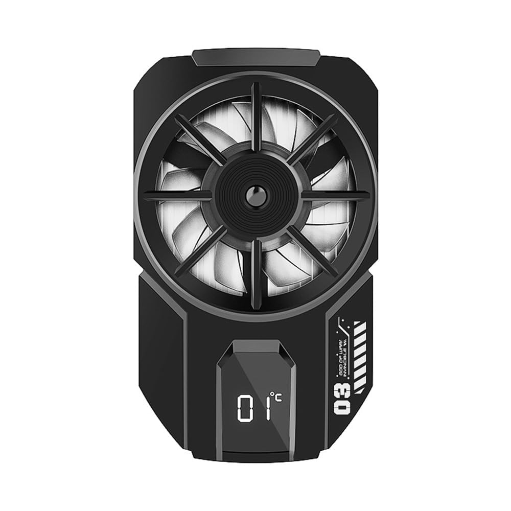 Phone Cooler with Temperature Display, Azonee Rechargeable Cooling Fan for iPhone & Android, Semiconductor Cooling Radiator for Gaming & Live Streaming