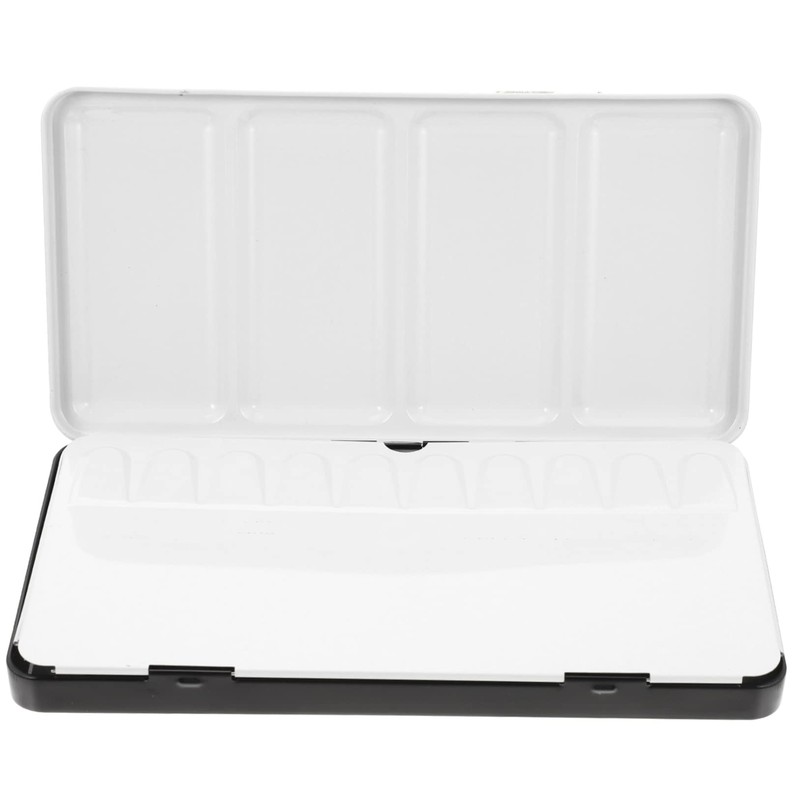 TEHAUX Boîte Aquarelle Vide en Fer Noir, 48 Godets, Légère et Robuste, Réutilisable, Rangement Portable pour Peinture la Maison Voyage