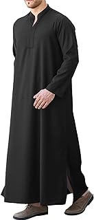 LVCBL Kaftan Thobe for Men Big And Tall Muslim Robe Mens Long Sleeve Caftan