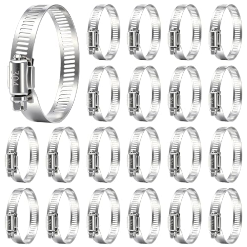 Image of 25 Pcs Stainless Steel Hose Clamps 1-1 /2 Inch to 2-1 /2 Inch (40-63mm) 304 Stainless Steel Worm Gear Metal Hose Clamps for Pipe, Intercooler, Plumbing, Tube and Fuel Line